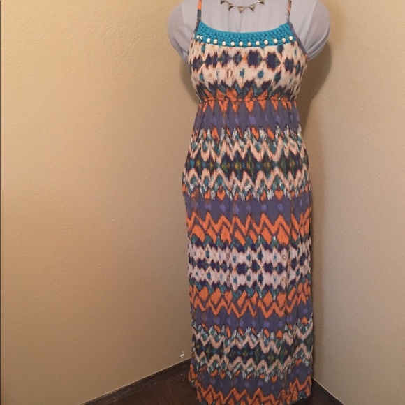Mossimo Ikat Print Maxi Dress M - Picture 1 of 6